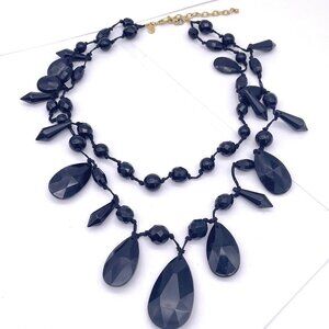 Joan Rivers Beaded Knotted Necklace Black Lobster Closure Signed